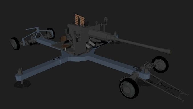 Bofors L60 LowPoly Isometric Low-poly 3D model