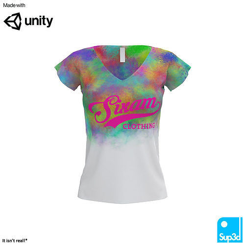 Women V-Neck Shirt VR Low-poly 3D model
