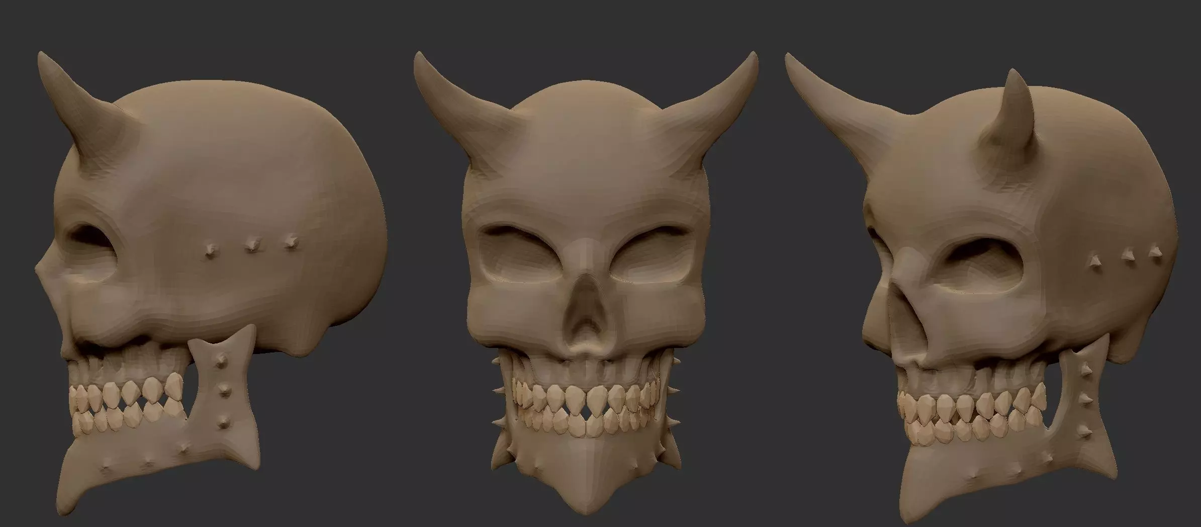 Demon Skull lowpoly Free 3D model_0