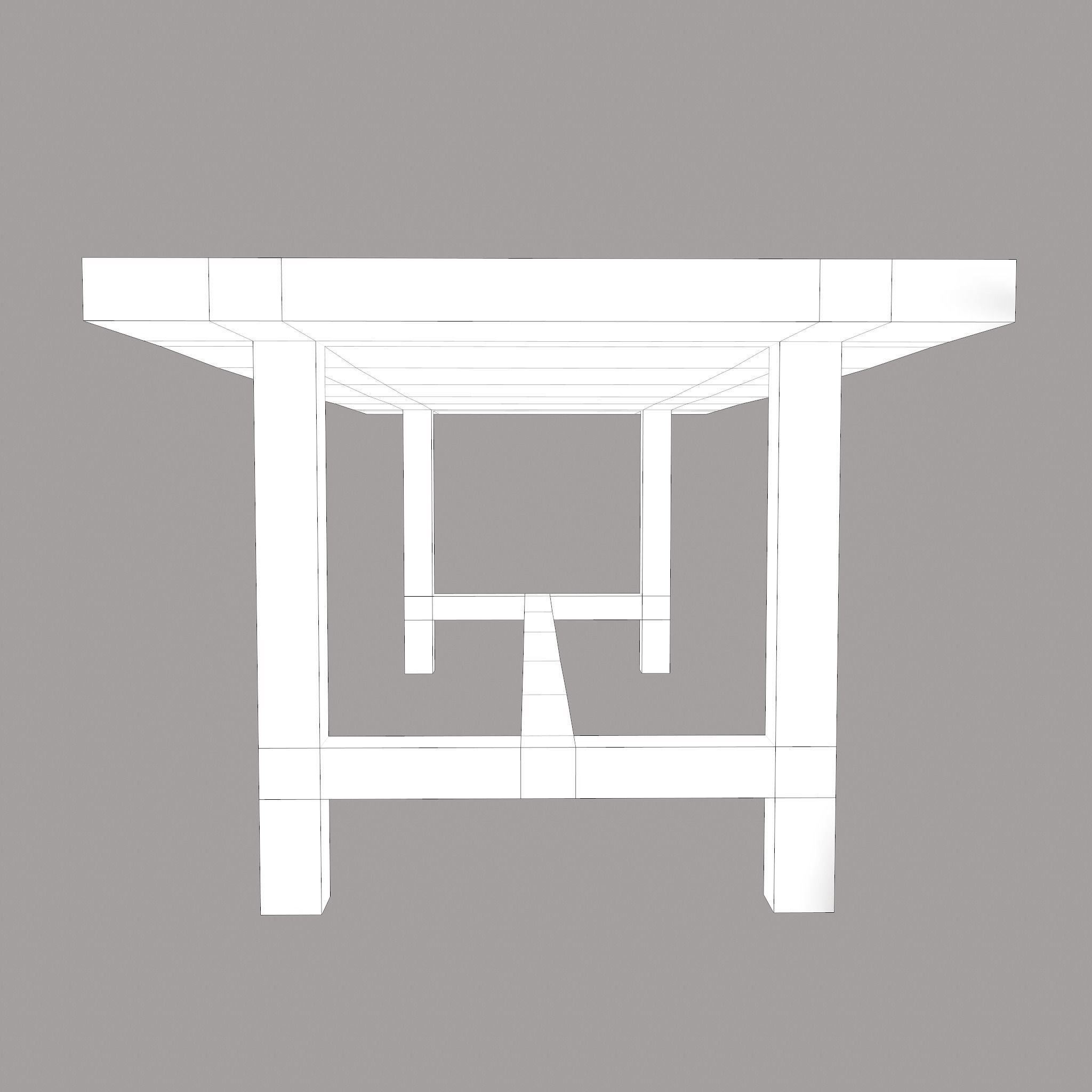 Long Wood Table Low-poly 3D model_21