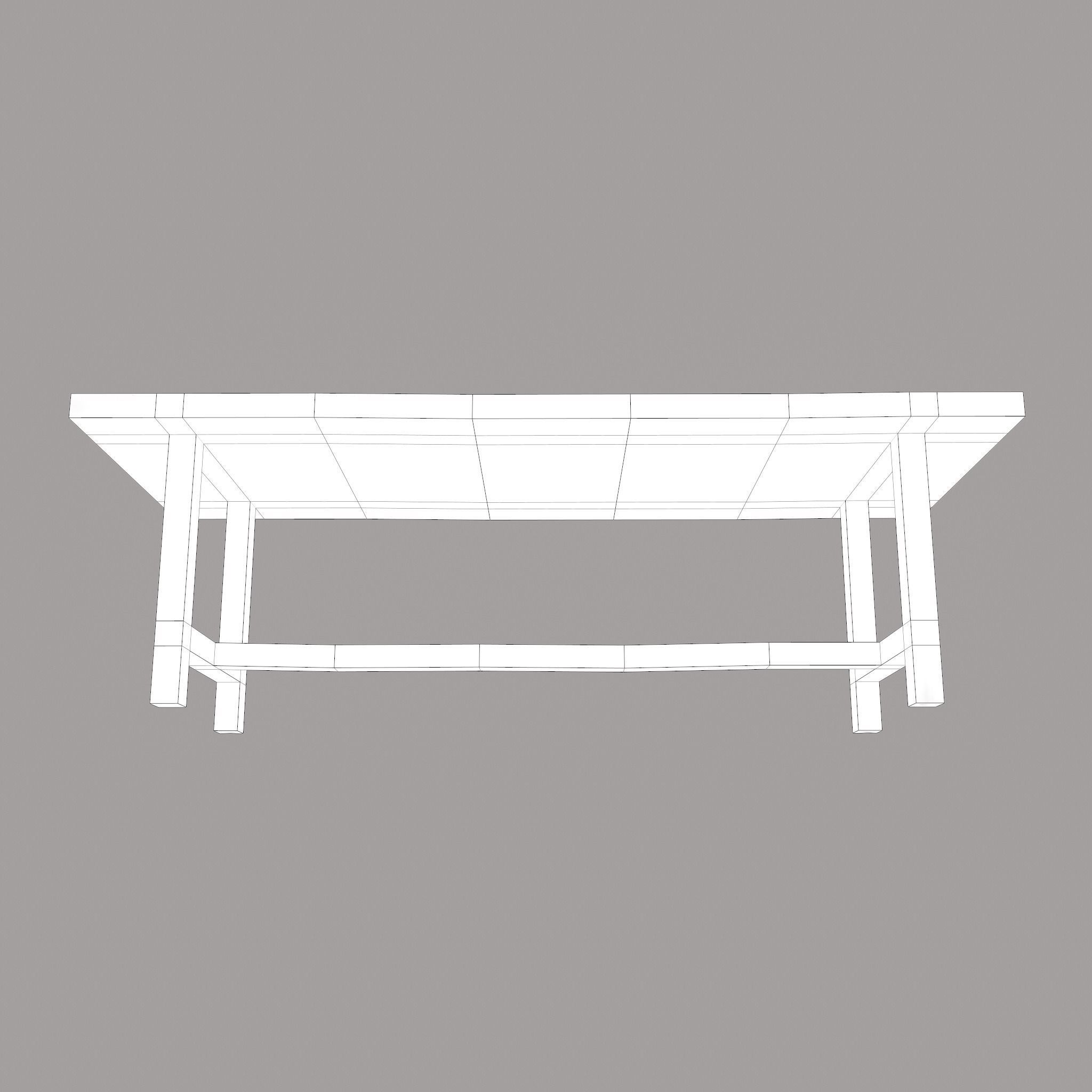 Long Wood Table Low-poly 3D model_19