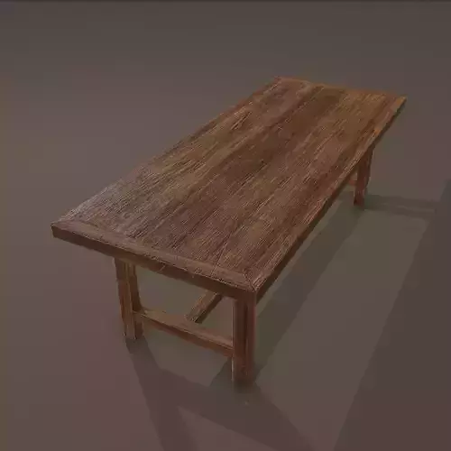 Long Wood Table Low-poly 3D model