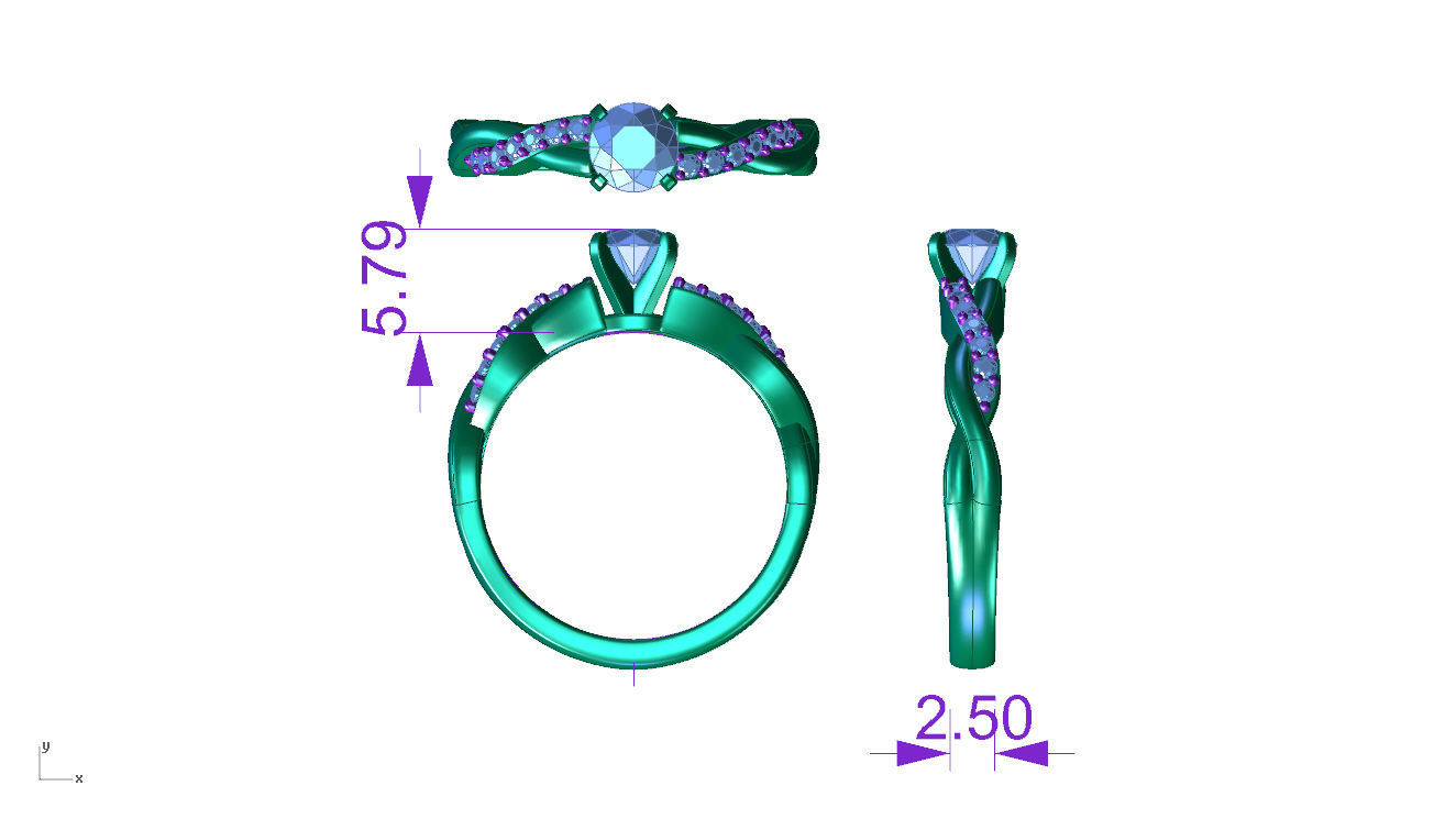 twist ring set  3D print model_18