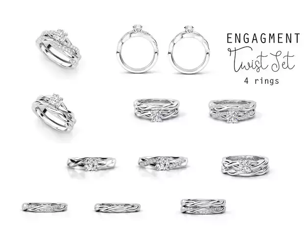twist ring set  3D print model