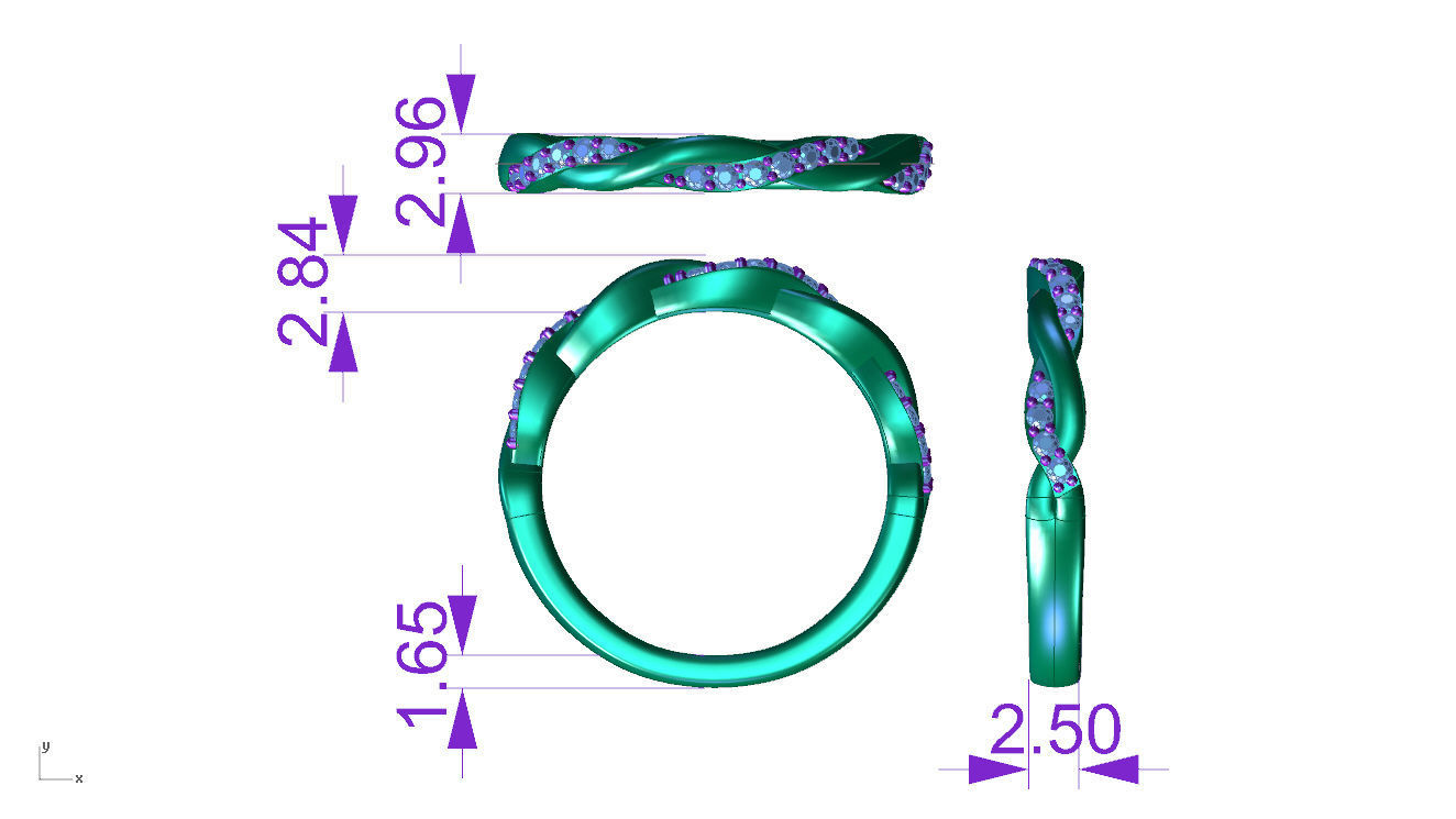 twist ring set  3D print model_17
