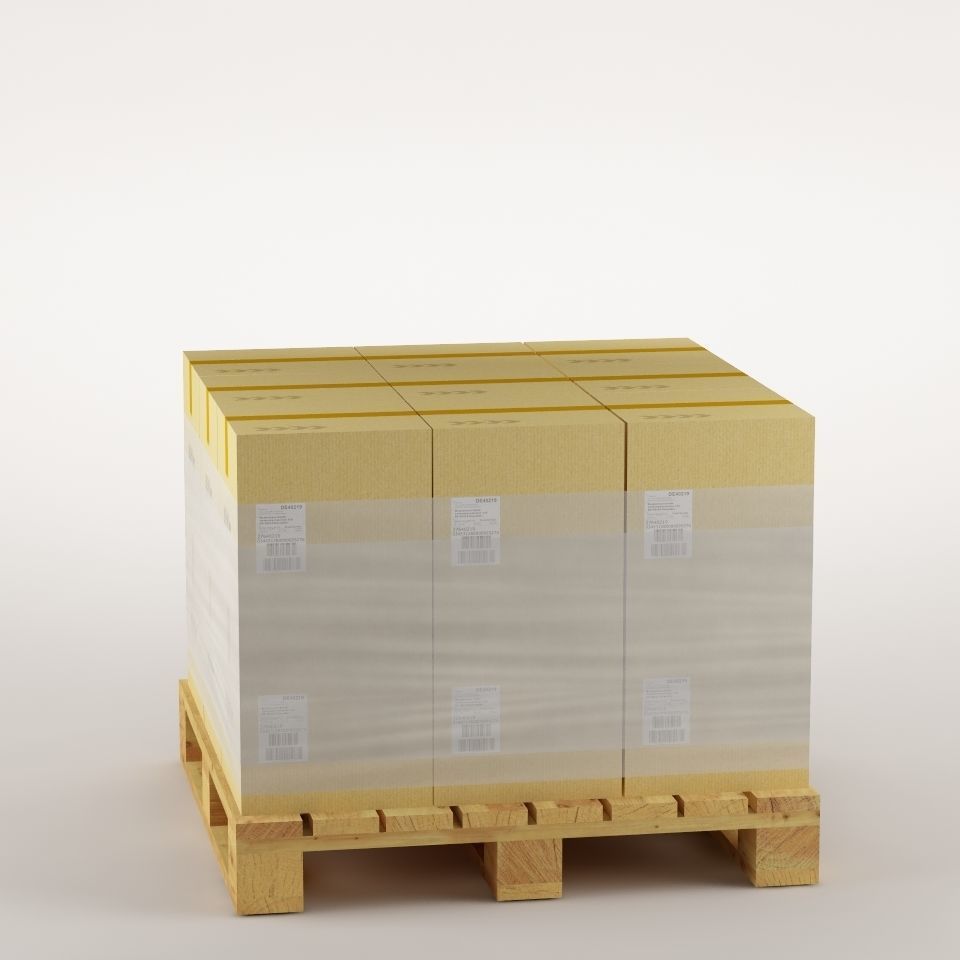 cardboard boxes on pallet 3D model_7