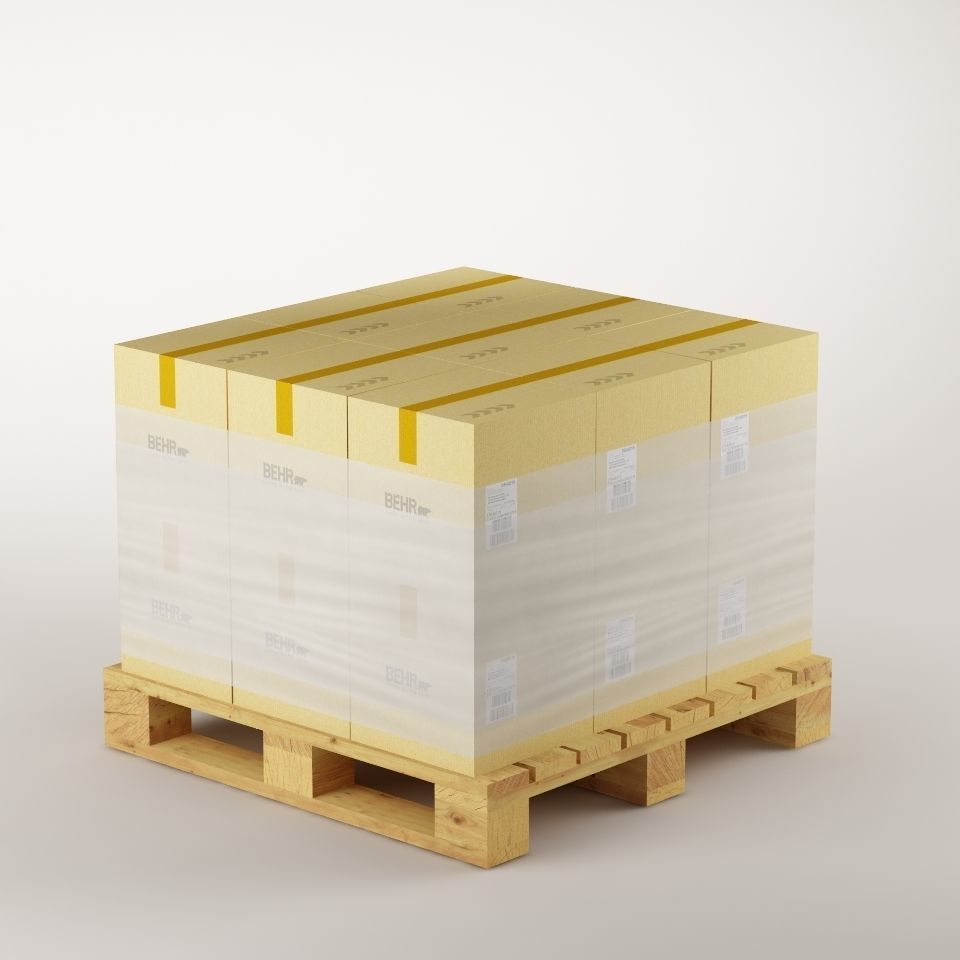 cardboard boxes on pallet 3D model_3