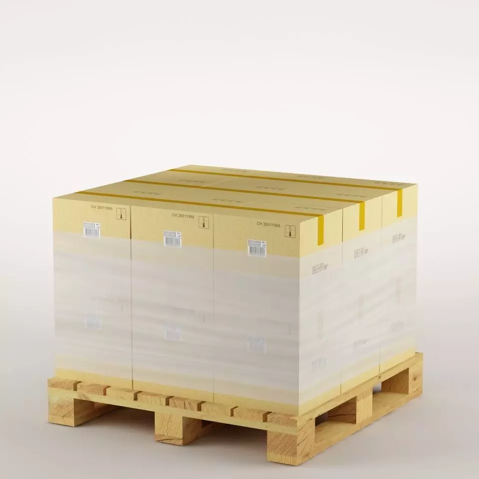 cardboard boxes on pallet 3D model_0