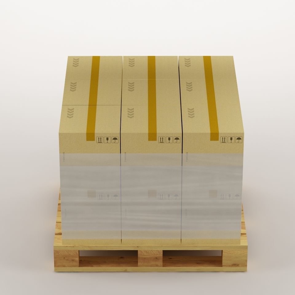 cardboard boxes on pallet 3D model_4