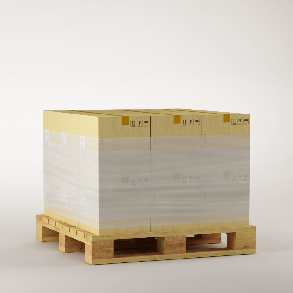 cardboard boxes on pallet 3D model_5