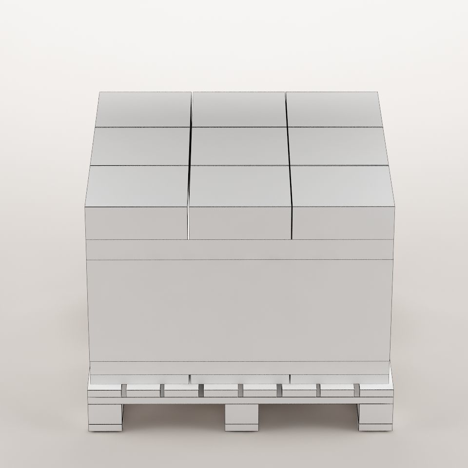 cardboard boxes on pallet 3D model_8