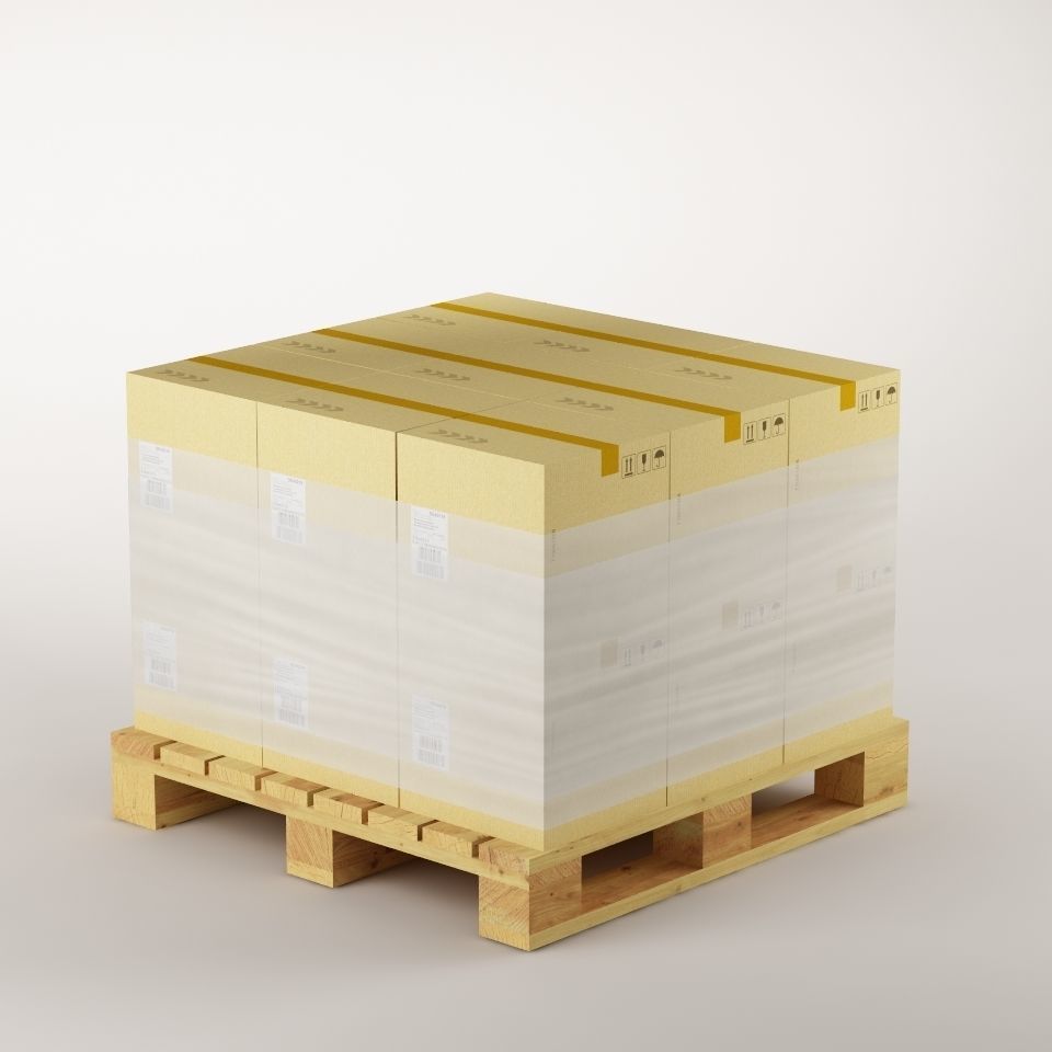 cardboard boxes on pallet 3D model_2