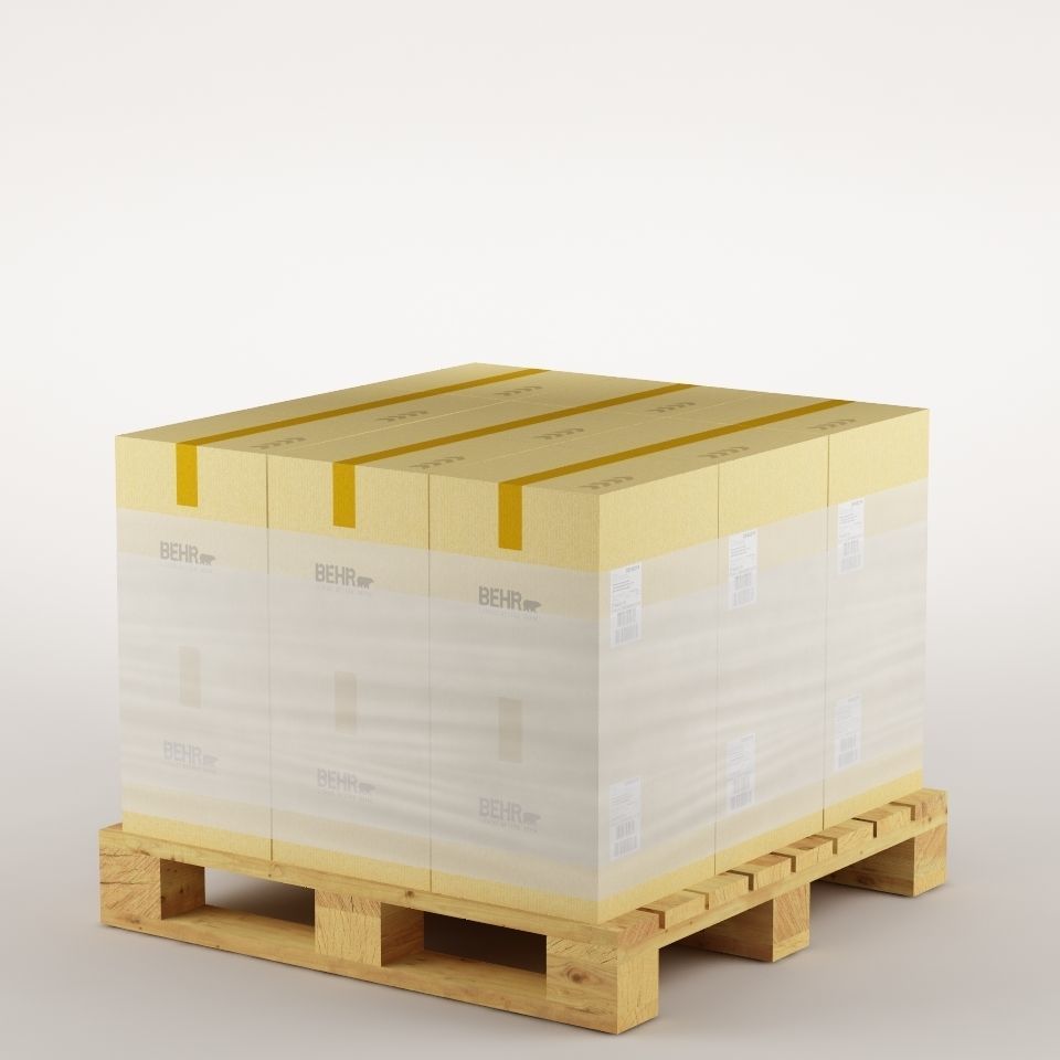 cardboard boxes on pallet 3D model_6