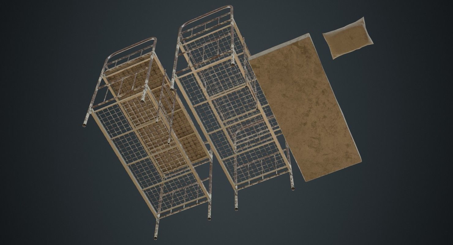 Bunk Bed 2B Low-poly 3D model_2
