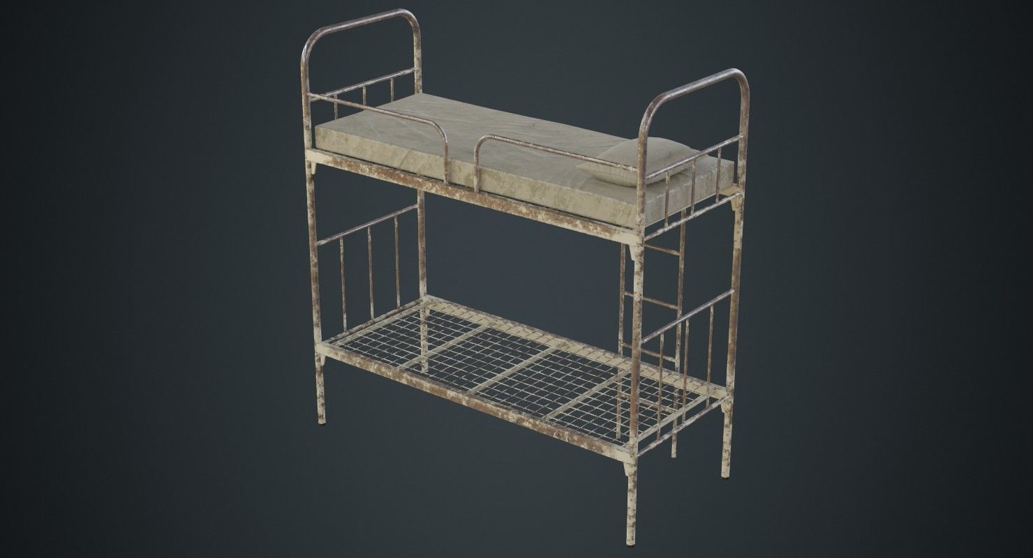 Bunk Bed 2B Low-poly 3D model_4