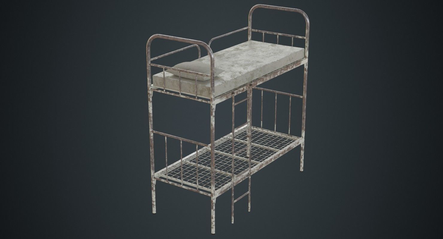 Bunk Bed 2B Low-poly 3D model_3