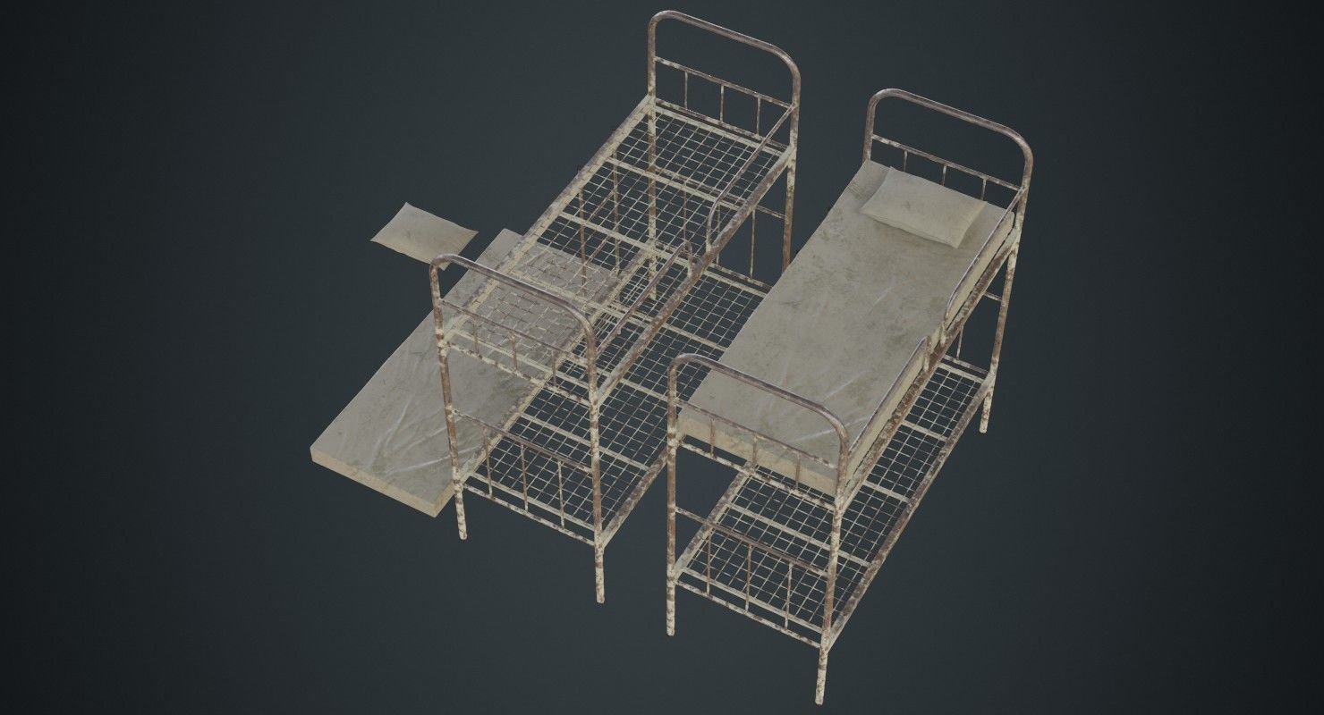 Bunk Bed 2B Low-poly 3D model_1