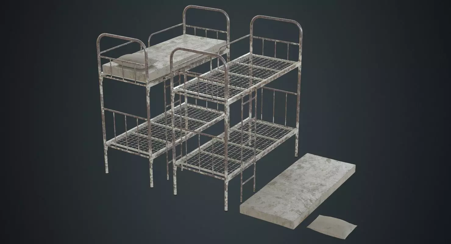 Bunk Bed 2B Low-poly 3D model_0