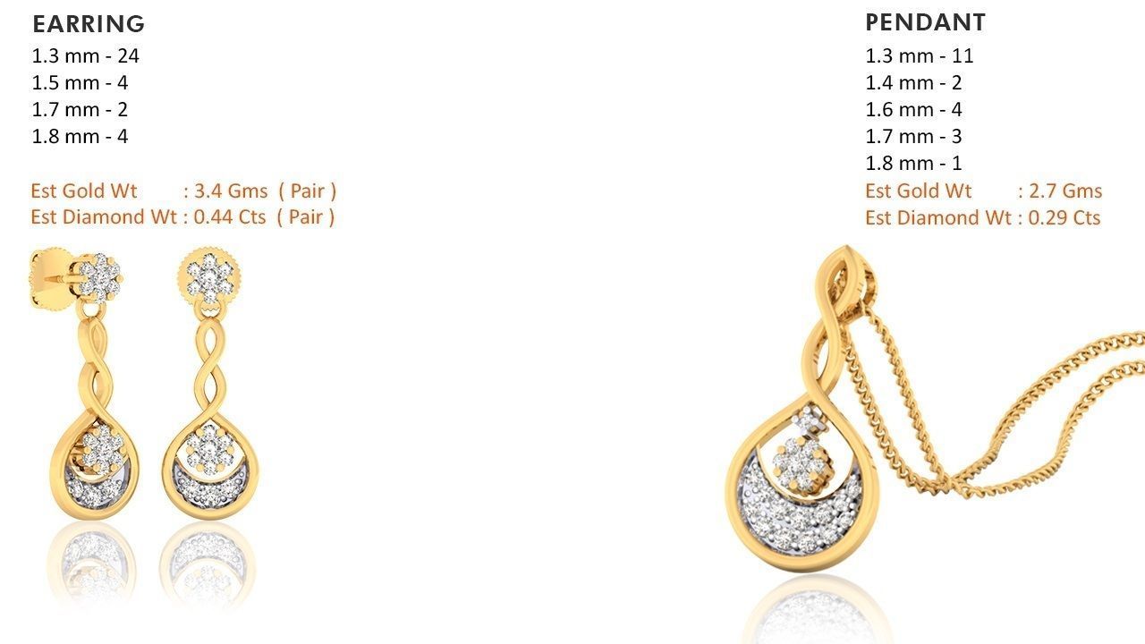 Women pendant-earrings set 3dm mgx render detail 3D print model 3D print model_7