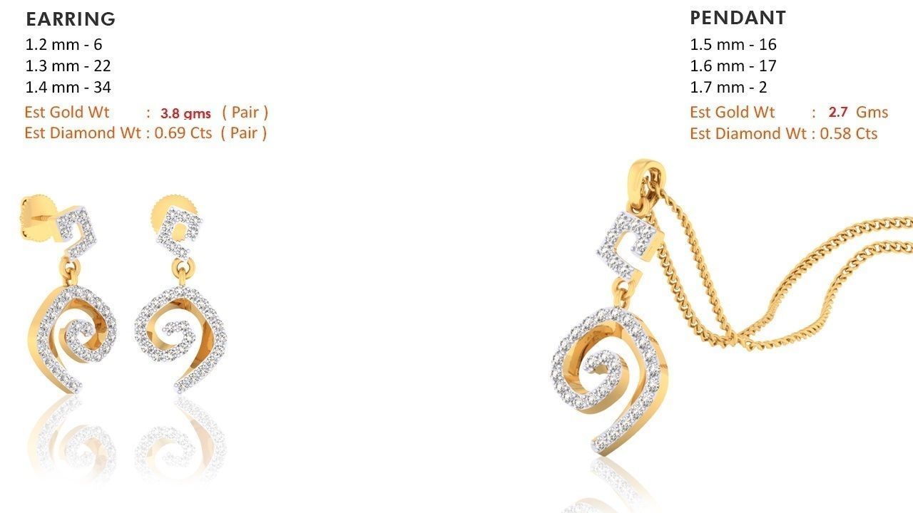 Women pendant-earrings set 3dm mgx render detail 3D print model 3D print model_6