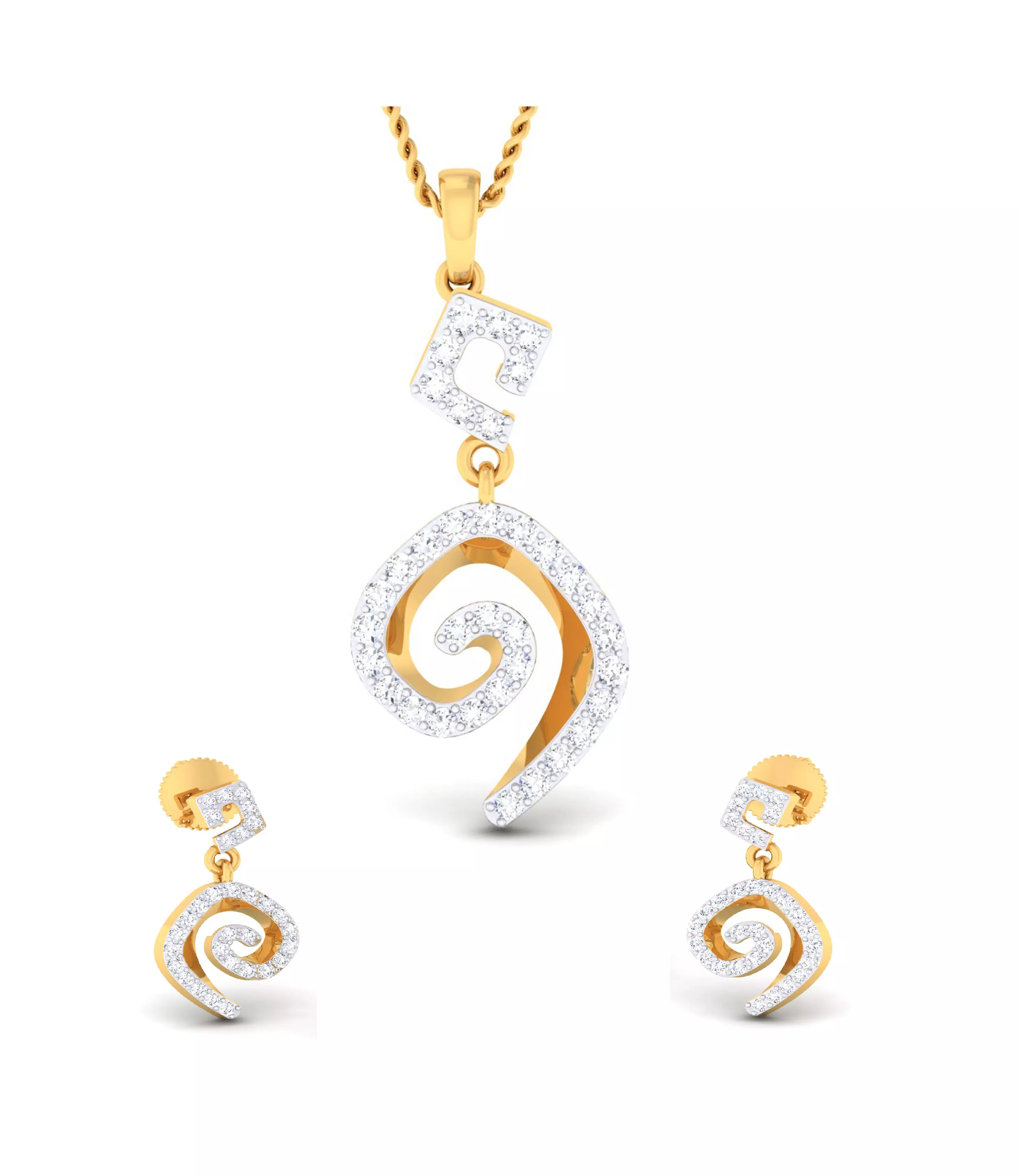 Women pendant-earrings set 3dm mgx render detail 3D print model 3D print model_0