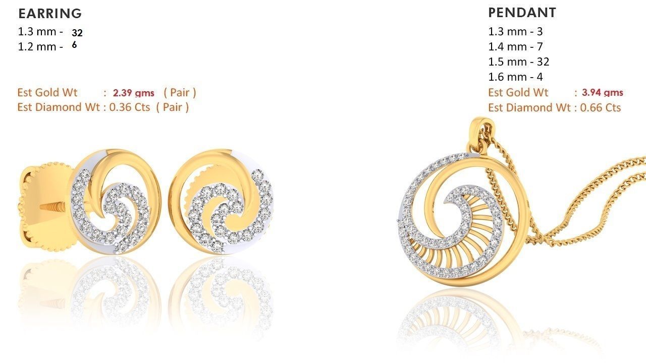 Women pendant-earrings set 3dm mgx render detail 3D print model 3D print model_9