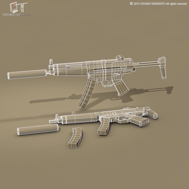 MP5 rifle 3D model_4