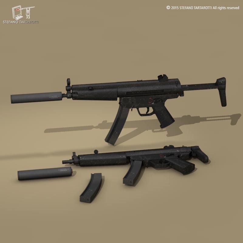 MP5 rifle 3D model_1