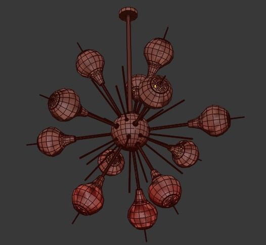 Glass Globes Sputnik Chandelier 3D model_6