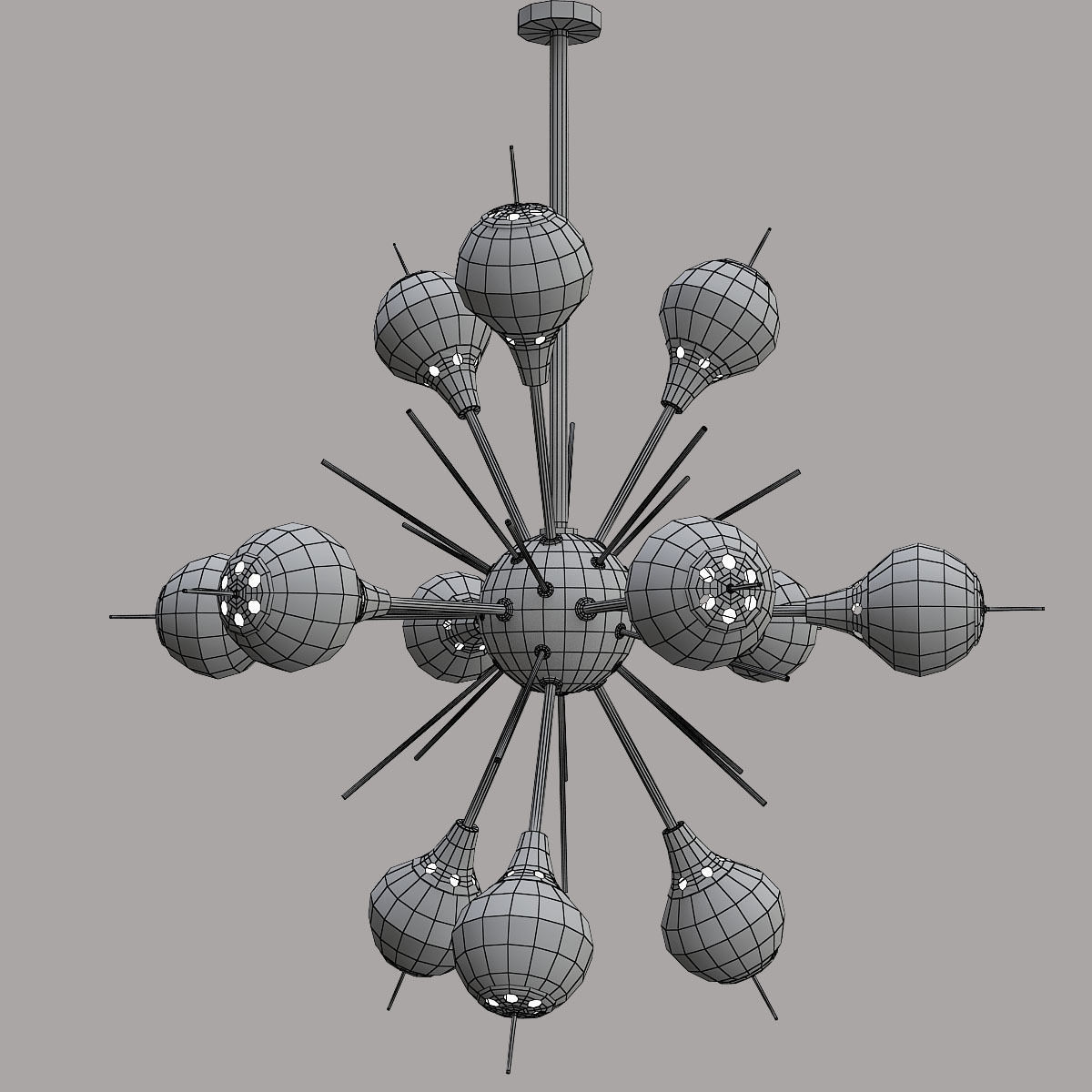 Glass Globes Sputnik Chandelier 3D model_1