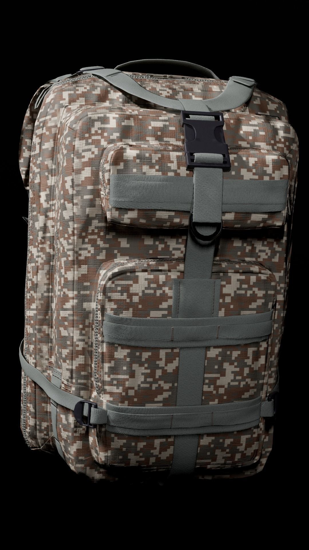 customizable Military backpack 2 color variations Low-poly 3D model_20
