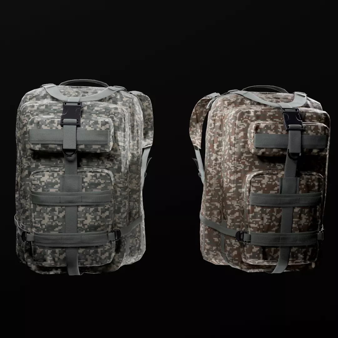 customizable Military backpack 2 color variations Low-poly 3D model_0