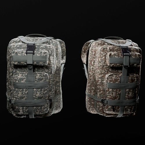 customizable Military backpack 2 color variations Low-poly 3D model