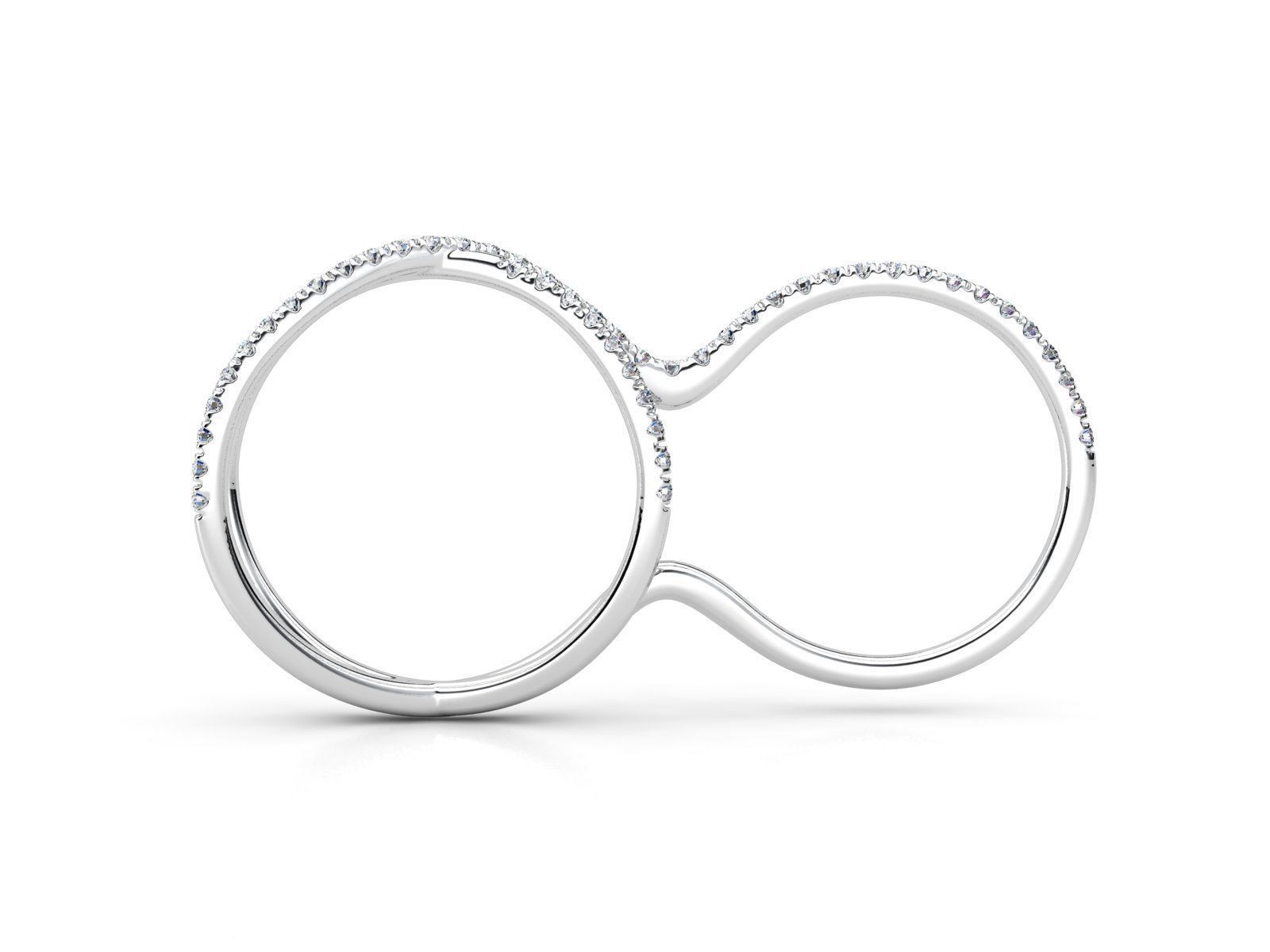 R RA03 diamond ring with two rows of diamonds 3D print model_2