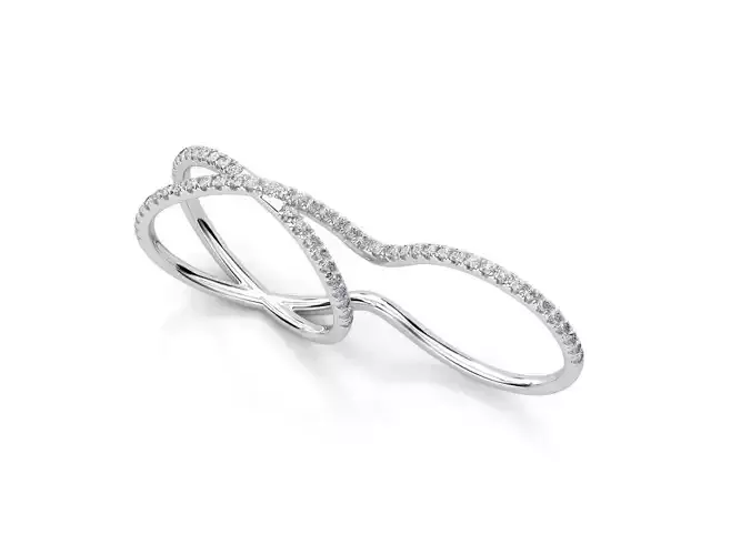 R RA03 diamond ring with two rows of diamonds 3D print model