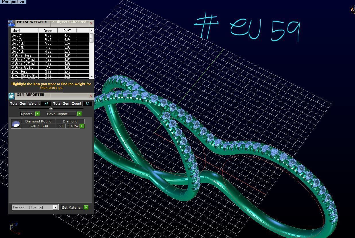 R RA03 diamond ring with two rows of diamonds 3D print model_4