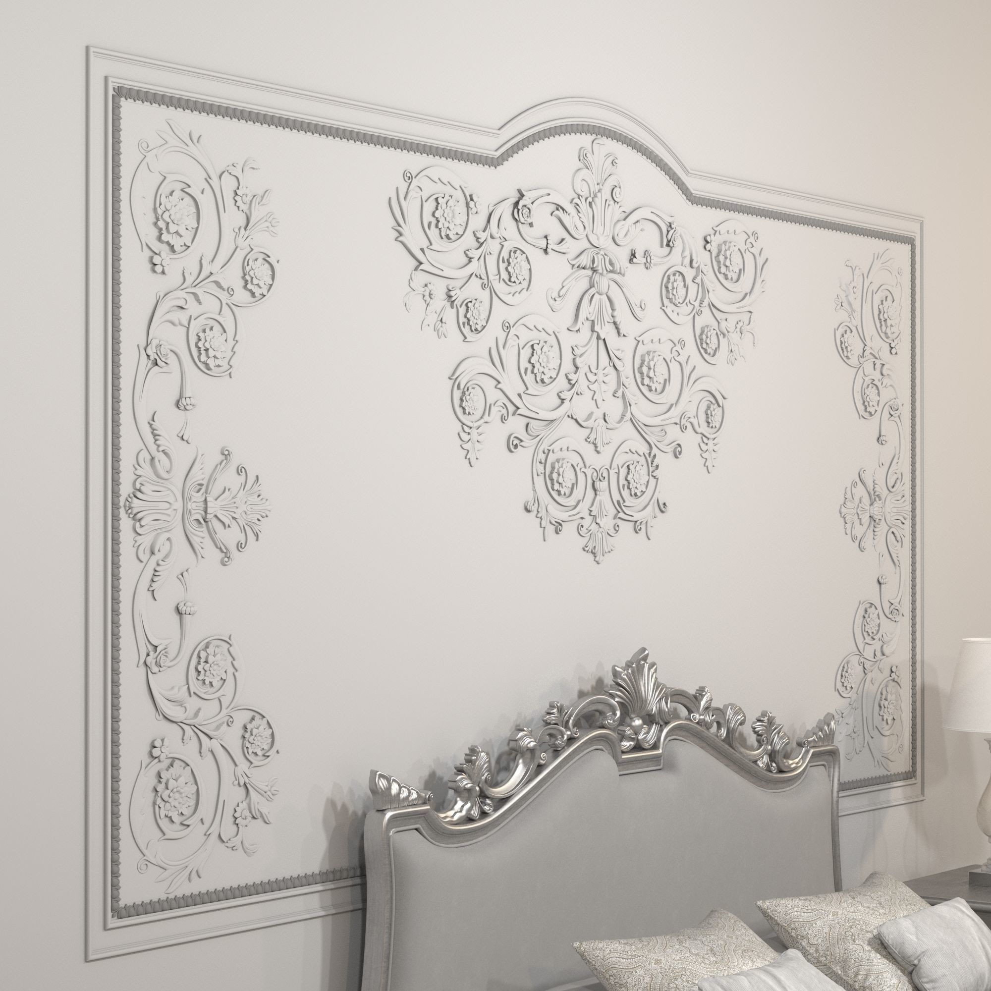Classic White Bed 3D model_3