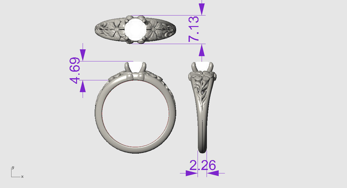 R RA015 hawaiian flower engagement ring 3D print model_4
