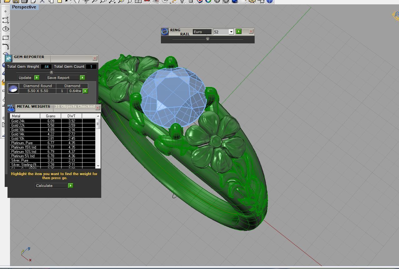 R RA015 hawaiian flower engagement ring 3D print model_5