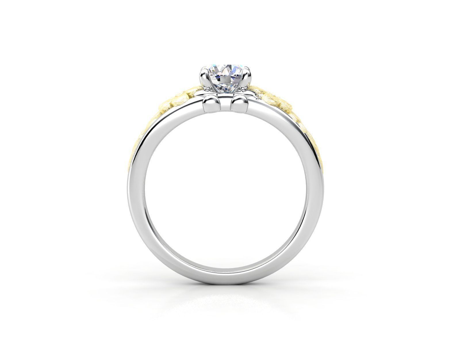 R RA015 hawaiian flower engagement ring 3D print model_2