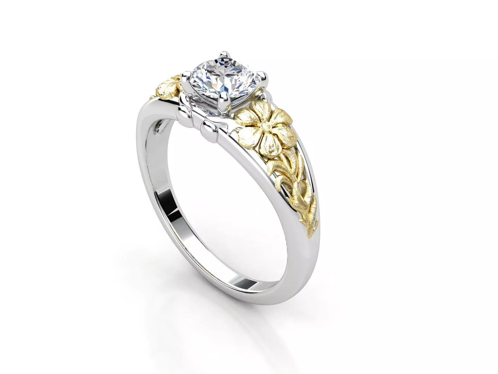 R RA015 hawaiian flower engagement ring 3D print model_0