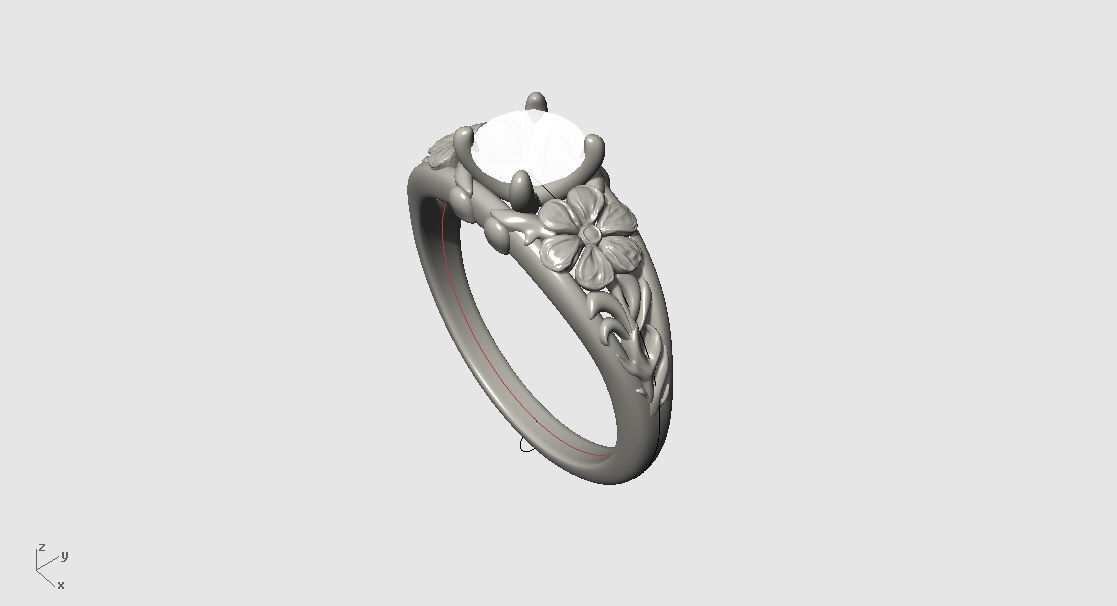R RA015 hawaiian flower engagement ring 3D print model_3