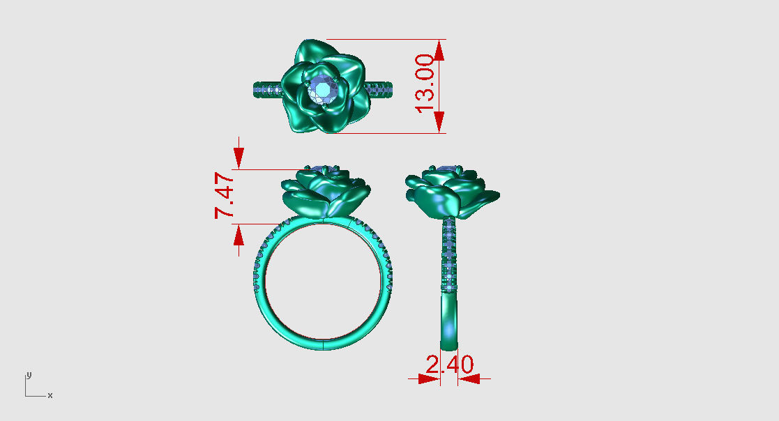 R RA016 Flower ring 3D print model_4