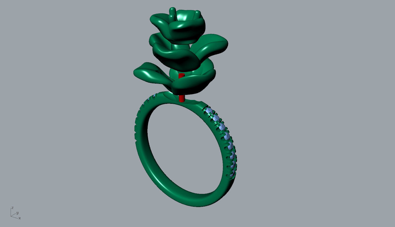R RA016 Flower ring 3D print model_3