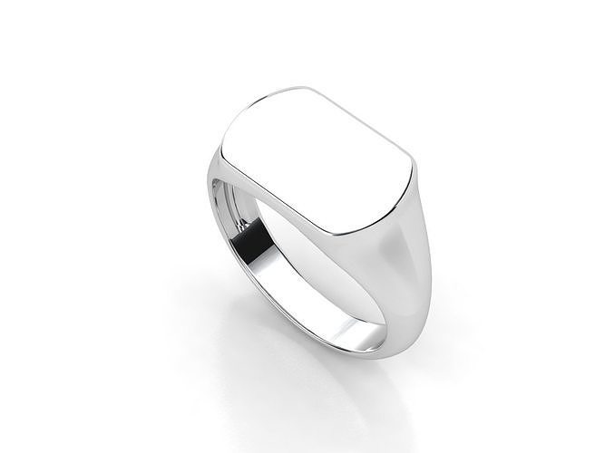 R RA019 signet ring in sterling silver 3D print model