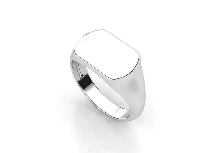 R RA019 signet ring in sterling silver 3D print model