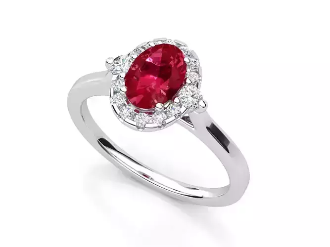 R RA020 engagement ring with ruby stone