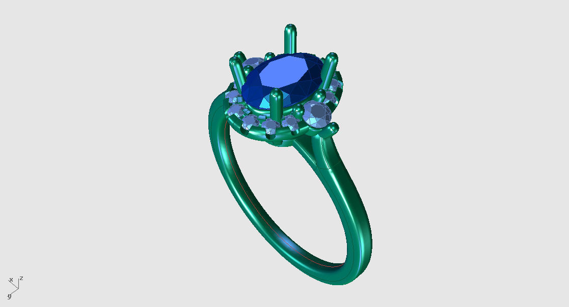 R RA020 engagement ring with ruby stone 3D print model_3