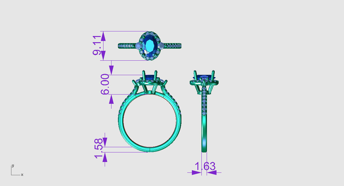 R RA020 engagement ring with ruby stone 3D print model_5