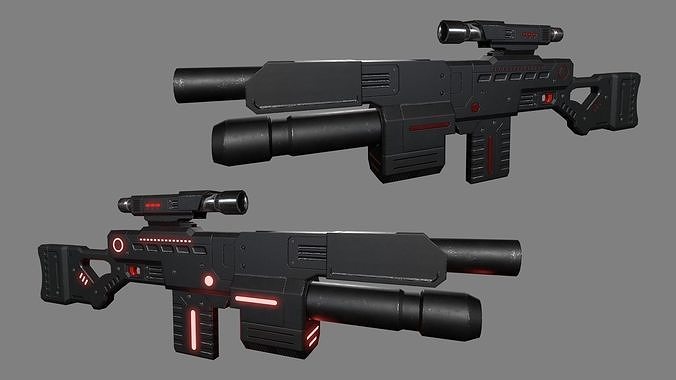 Lowpoly Scifi Weapon Low-poly 3D model